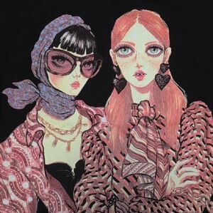 Zara Black Top with Illustrated Design